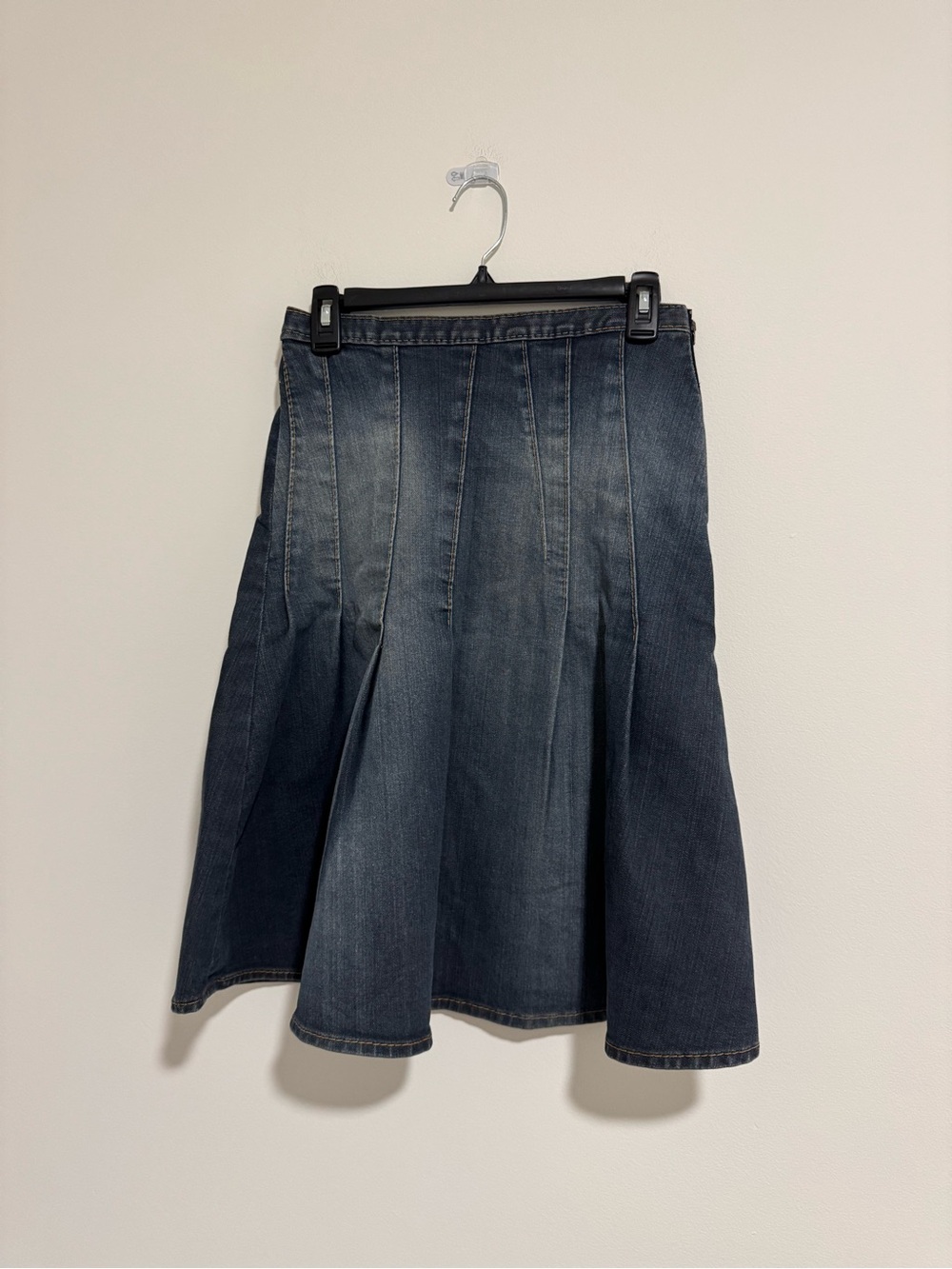 Vintage Cheap and Chic Dark Blue Denim A-Line Midi Skirt